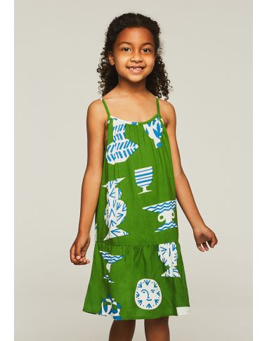 Πράσινο Παιδικό Φόρεμα με Κεραμικά Compañía Fantástica  | ΠΡΟΣΦΟΡΕΣ ΑΝΟΙΞΗ ΚΑΛΟΚΑΙΡΙ  στο Holalla