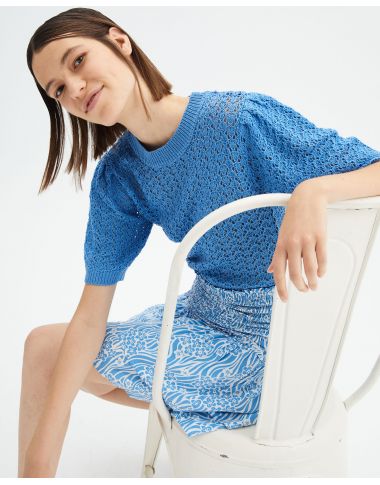 Γαλάζια Crochet Μπλούζα Compañía Fantástica  | ΠΛΕΚΤΑ  στο Holalla